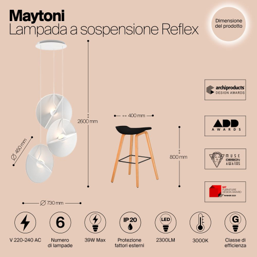 Подвесной светильник Maytoni Reflex MOD154PL-L6W3K1 изображение в интернет-магазине Cramer Light фото 3