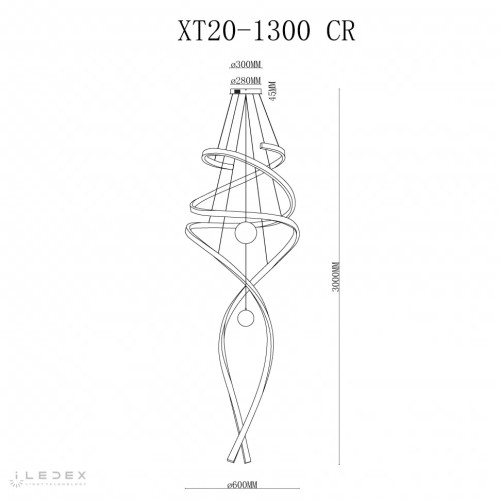 Подвесная люстра iLedex Axis XT20-1300 CR изображение в интернет-магазине Cramer Light фото 2