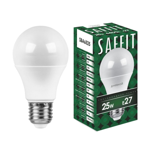 Лампа светодиодная Saffit SBA6525 шар E27 25W 6400K 55089 изображение в интернет-магазине Cramer Light