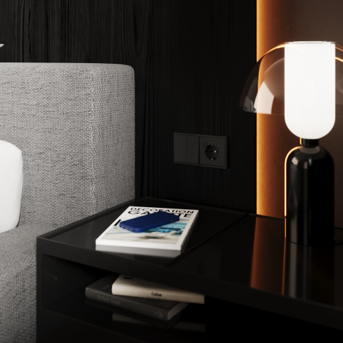 Перекрестный переключатель встраиваемый Voltum S70 двухклавишный 10А, (графит) VLS020507 дополнительное фото фото 2