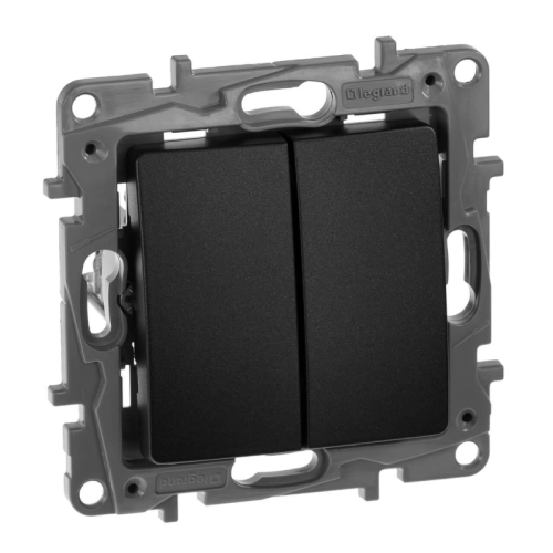 Выключатель двухклавишный Legrand Etika 10A 250V антрацит 672602 дополнительное фото