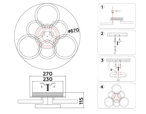 Потолочная люстра Ambrella Light Acrylica Original FA3844 изображение в интернет-магазине Cramer Light фото 7