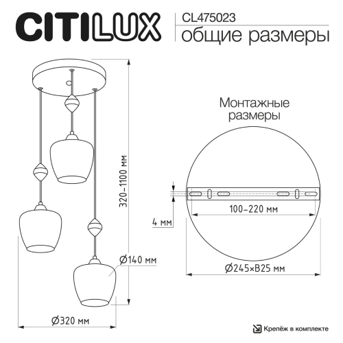 Подвесной светильник Citilux Nort CL475023 изображение в интернет-магазине Cramer Light фото 5