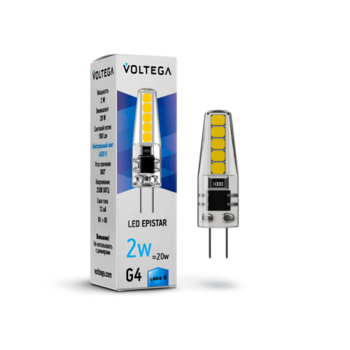 Лампа светодиодная Voltega G4 2W 4000K VG9-K1G4cold2W 7145 изображение в интернет-магазине Cramer Light