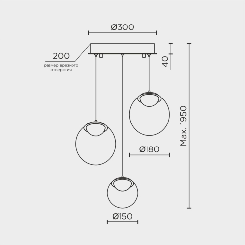 Подвесной светильник Modelux ML.2338.3R BK изображение в интернет-магазине Cramer Light фото 2