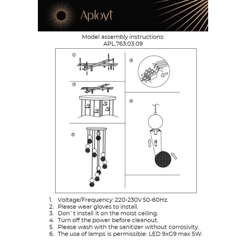 Подвесная люстра Aployt Violet APL.763.03.09 изображение в интернет-магазине Cramer Light фото 2