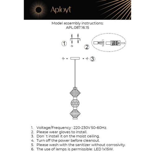 Подвесной светильник Aployt Otylia APL.087.16.15 изображение в интернет-магазине Cramer Light фото 2