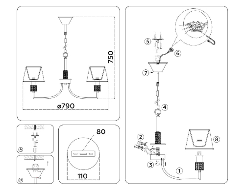 Подвесная люстра Ambrella Light High Light Classic LH71217 изображение в интернет-магазине Cramer Light фото 3