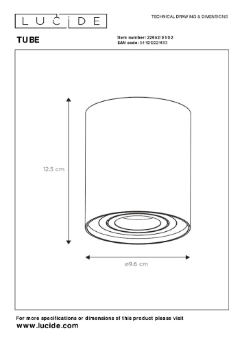 Накладной светильник Lucide Tube 22952/01/02 изображение в интернет-магазине Cramer Light фото 3