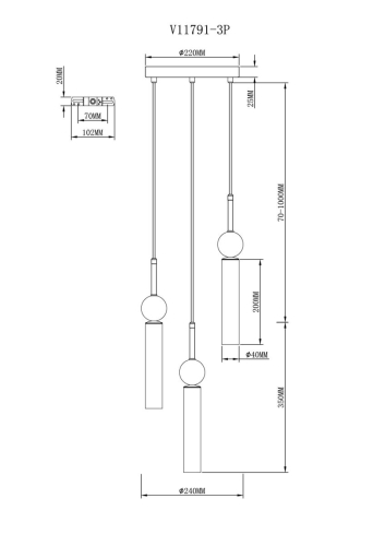Подвесной светильник Moderli Illis V11791-3P изображение в интернет-магазине Cramer Light фото 7