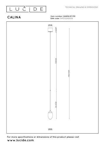 Подвесной светильник Lucide Calina 24406/07/30 изображение в интернет-магазине Cramer Light фото 11