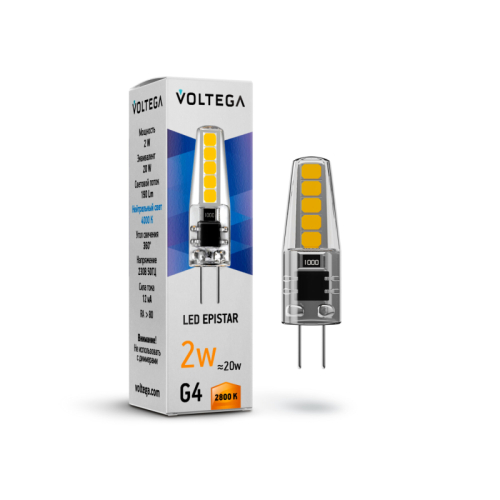 Лампа светодиодная Voltega G4 2W 2800K VG9-K1G4warm2W 7144 изображение в интернет-магазине Cramer Light