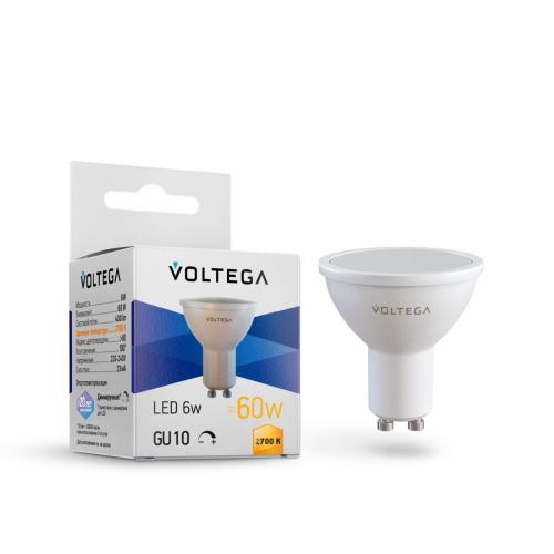 Лампа светодиодная диммируемая Voltega GU10 5W 2700K 7238 изображение в интернет-магазине Cramer Light