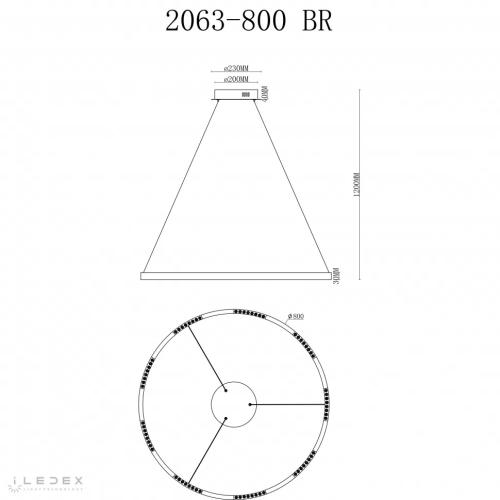 Подвесная люстра iLedex Vision 2063-D800 BR изображение в интернет-магазине Cramer Light фото 2