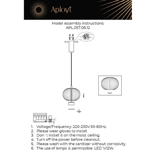 Подвесной светильник Aployt Ambr APL.057.06.12 изображение в интернет-магазине Cramer Light фото 2