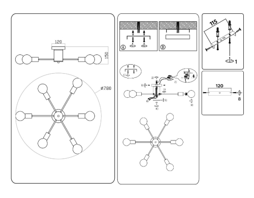Потолочная люстра Ambrella Light Loft TR80401 изображение в интернет-магазине Cramer Light фото 7
