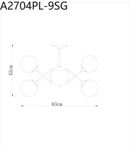 Люстра на штанге ARTE Lamp A2704PL-9SG изображение в интернет-магазине Cramer Light фото 4
