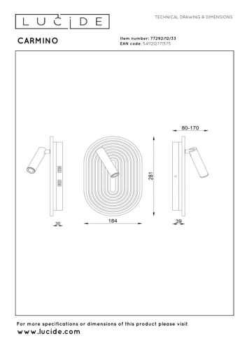 Настенный светильник Lucide Carmino 77292/12/33 изображение в интернет-магазине Cramer Light фото 4
