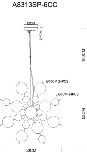 Подвесная люстра Arte Lamp Molecule A8313SP-6CC изображение в интернет-магазине Cramer Light фото 2