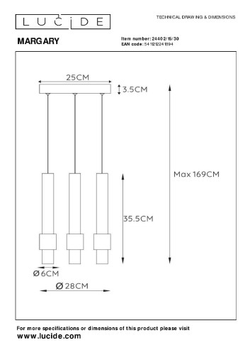 Подвесной светильник Lucide Margary 24402/15/30 изображение в интернет-магазине Cramer Light фото 5