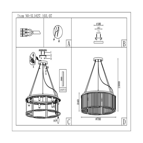 Подвесная люстра ST Luce Velletri SL1627.103.07 изображение в интернет-магазине Cramer Light фото 7