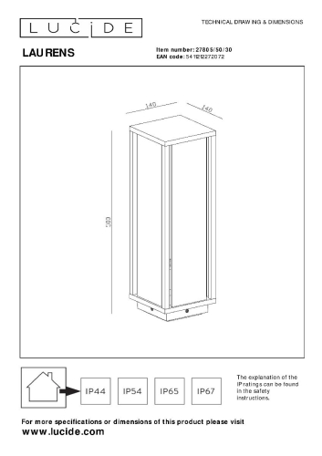 Уличный светильник Lucide Laurens 27805/50/30 дополнительное фото фото 6