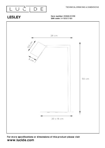 Настольная лампа Lucide Lesley 03525/01/30 изображение в интернет-магазине Cramer Light фото 9