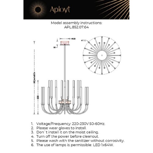 Подвесная люстра Aployt Dominisia APL.852.07.64 изображение в интернет-магазине Cramer Light фото 2