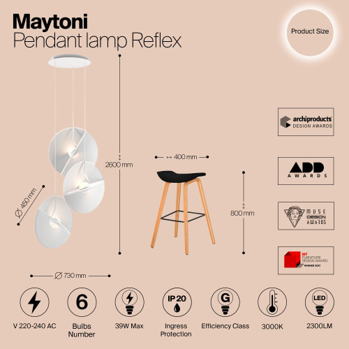 Подвесной светильник Maytoni Reflex MOD154PL-L6W3K1 изображение в интернет-магазине Cramer Light фото 5