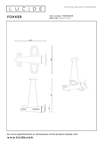 Подвесной светильник Lucide Fokker 77490/26/15 изображение в интернет-магазине Cramer Light фото 6