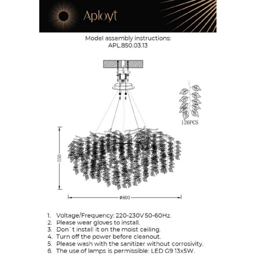 Подвесная люстра Aployt Rochell APL.850.03.13 изображение в интернет-магазине Cramer Light фото 2