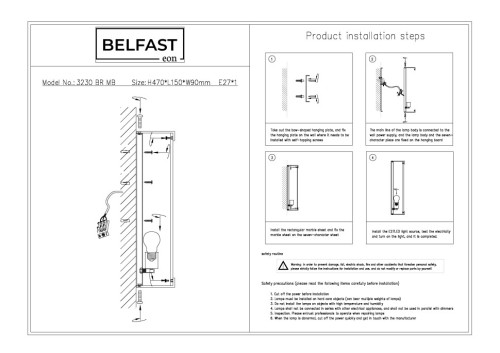 Настенный светильник Belfast Ravenhill 3230 BR MB изображение в интернет-магазине Cramer Light фото 9