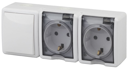 Блок две розетки+выключатель Эра 11-7403-01 Б0027673 дополнительное фото