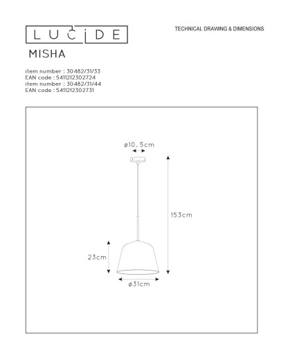 Подвесной светильник Lucide Misha 30482/31/44 изображение в интернет-магазине Cramer Light фото 6