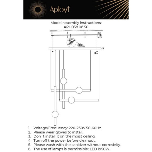 Подвесной светильник Aployt Zhozefin APL.038.06.50 изображение в интернет-магазине Cramer Light фото 12