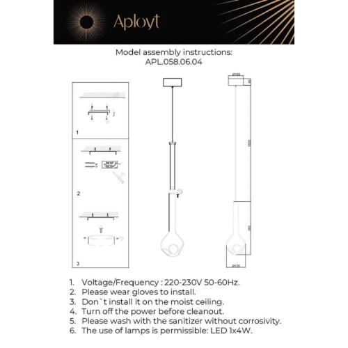 Подвесной светильник Aployt Wisia APL.058.06.04 изображение в интернет-магазине Cramer Light фото 2