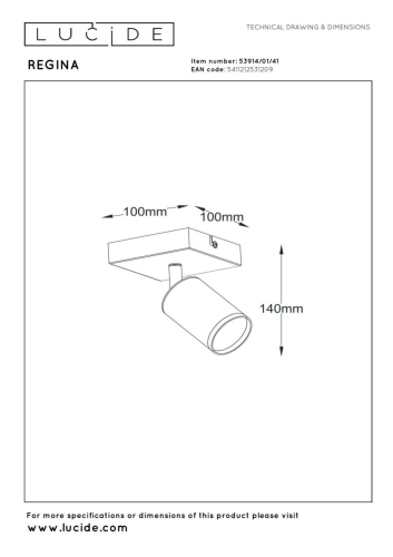 Спот Lucide Regina 53914/01/41 изображение в интернет-магазине Cramer Light фото 4
