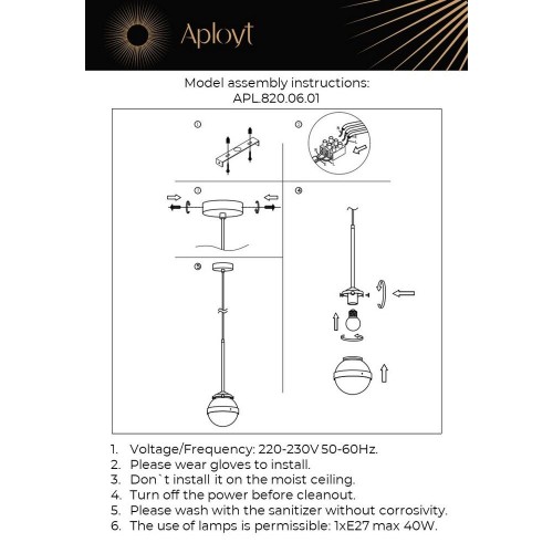 Подвесной светильник Aployt Lulu APL.820.06.01 изображение в интернет-магазине Cramer Light фото 2