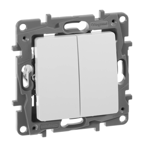 Переключатель двухклавишный Legrand Etika 10A 250V белый 672212 дополнительное фото