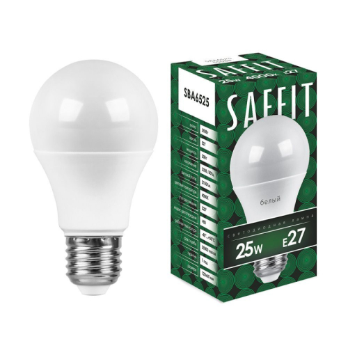 Лампа светодиодная Saffit SBA6525 шар E27 25W 4000K 55088 изображение в интернет-магазине Cramer Light
