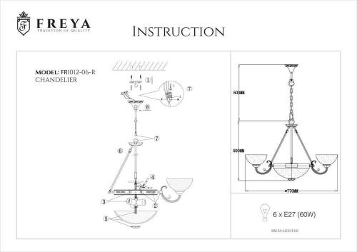 Подвесная люстра Freya Herbert FR2012-PL-06-BZ изображение в интернет-магазине Cramer Light фото 6