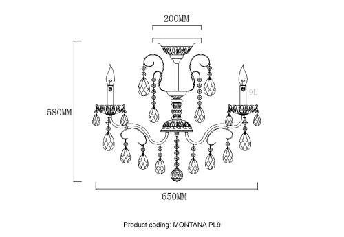 Люстры на штанге Crystal Lux MONTANA PL9 изображение в интернет-магазине Cramer Light фото 5