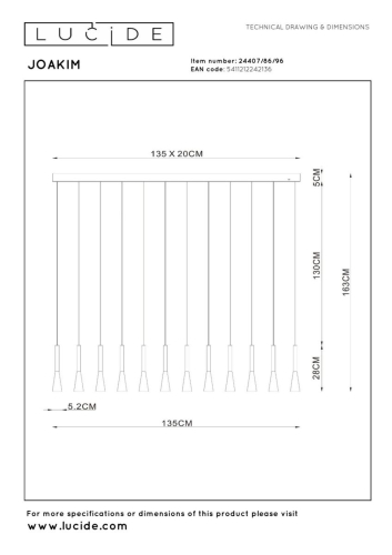 Подвесная люстра Lucide Joakim 24407/86/96 изображение в интернет-магазине Cramer Light фото 4