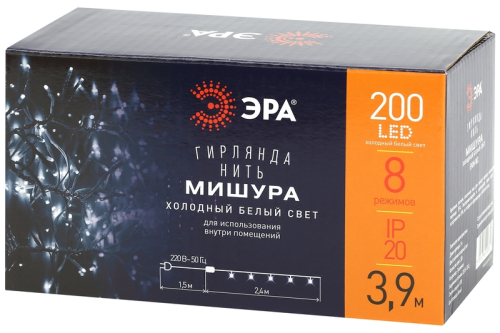 Гирлянда мишура 220V холодный белый ЭРА ENIN - WC Б0047971 дополнительное фото