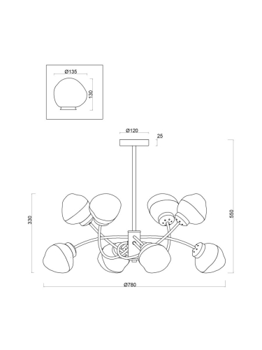 Люстра на штанге Freya Volani FR8017PL-08MG изображение в интернет-магазине Cramer Light фото 7