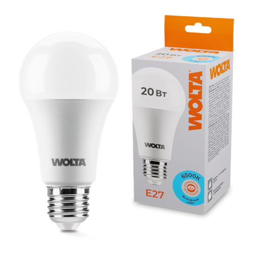 Светодиодная лампа WOLTA 20Вт 6500К E27 груша матовая 25W65BL20E27 изображение в интернет-магазине Cramer Light