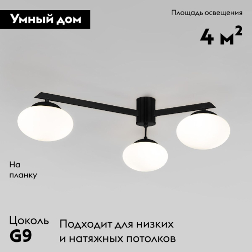 Потолочная люстра Eurosvet Opaline 70220/3 черный a065764 изображение в интернет-магазине Cramer Light фото 2