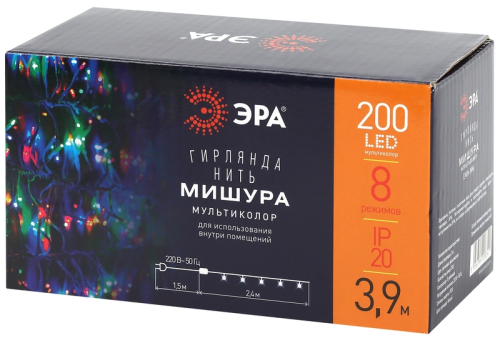 Гирлянда мишура 220V мультиколор ЭРА ENIN - WM Б0047972 дополнительное фото