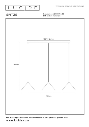 Подвесной светильник Lucide Spitze 21440/03/36 изображение в интернет-магазине Cramer Light фото 6