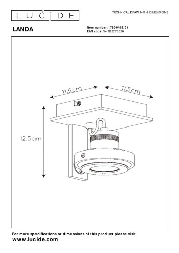 Спот Lucide Landa 17906/06/31 изображение в интернет-магазине Cramer Light фото 5
